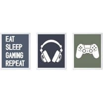 Hieng 3Piece Video Game Print Controller Poster Geeky Art Gaming Zone & Icons Gamer Gift Great Game Room, Man Cave or Boy's Bedroom Decor UNFRAMED Wall Art