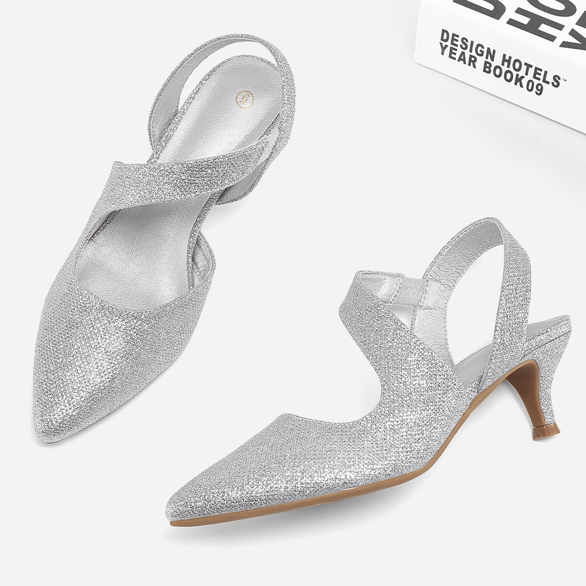 Bocca Women's Heel Pumps, Silver Slingback photo 4