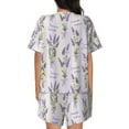 thumbnail image 6 of Fuzoiu Lavender Flowers Print Women's Short-Sleeved Pajama Set,Lounge Sleepwear Set,Womens Pajama Sets 2 Piece,Button-Up Top and Shorts with Pockets-3X-Large, 6 of 7