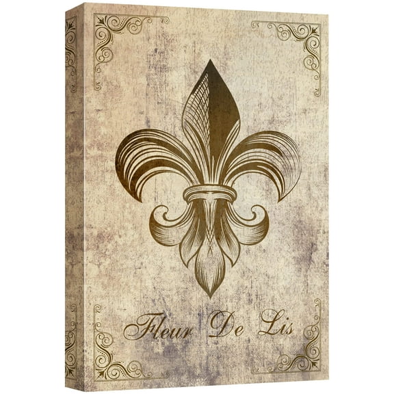 wall26 - Canvas Wall Art - Fleur De Lis Flower on Vintage Abstract Background - Gallery Wrap Modern Home Art | Ready to Hang - 24x36 inches