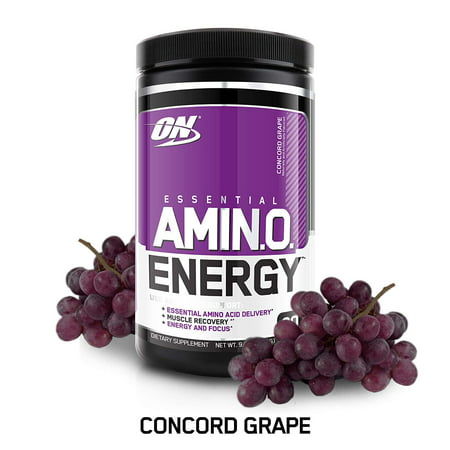 Optimum Nutrition Amino Energy Pre Workout + Essential Amino Acids Powder, Concord Grape, 30