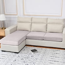 DONGPAI Stretch Velvet Couch Cushion Covers for Sectional Sofa L Shape, Sofa Couch Soft Seat Slipcover, Light Gray(for 4 Cushions,1 Piece)