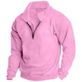 thumbnail image 2 of Dqueduo Men's Fashion Sweatshirt, Solid Long Sleeve Turndown Collar Casual Zipper Top Sweatshirt, Regular Length Men's Sweatshirt, 2 of 6
