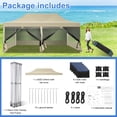 thumbnail image 6 of COBIZI 10x20 Heavy Duty Pop Up Canopy Tent with Mosquito Netting-Waterproof UPF 50+ Commercial Gazebo with Mesh Sidewalls,Full-Truss Instant Party Tent with Wheeled Bag,Khaki, 6 of 10