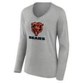 thumbnail image 2 of Women's Heather Gray Chicago Bears Logo Team Lockup Long Sleeve V-Neck T-Shirt, 2 of 3