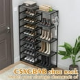 thumbnail image 3 of Tall Garage Shoe Rack Large Capacity,Two Rows Versatile Hooks Storage Boot Shelf Black 24-35 Pairs, 3 of 6