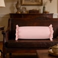 thumbnail image 3 of Cylindrical Bolster Pillow, Short Striped Neck Roll Pillow, Soft Ruffled Edge Support Cushion, Decorative Pad for Bed, Sofa, Sleeping, Relaxing & Home Decor Use, 20*8in, Pink, 3 of 5