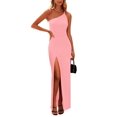 thumbnail image 1 of Vestido PRETTYGARDEN Maxi Rosa con Hombro Descubierto y Abertura Alta Talle S, 1 of 7