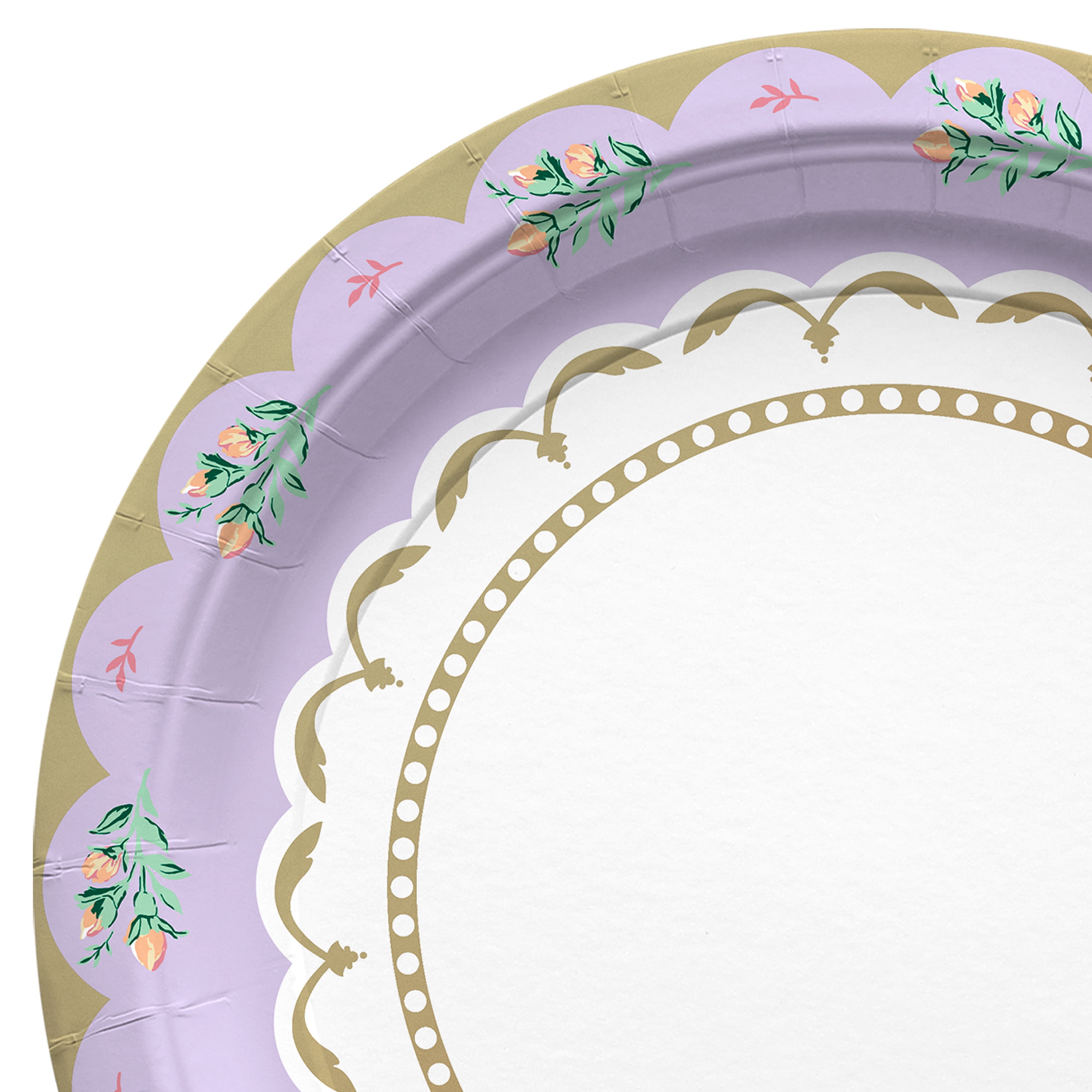 8 Count, 9IN Disposable Tea Party Paper Plates, Multicolor, Vintage Finds by Way to Celebrate