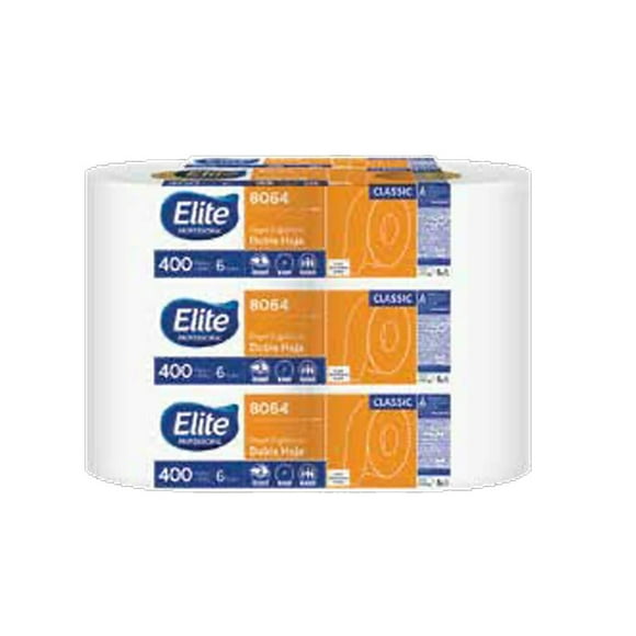 Paquete con 6 Rollos de 400 Mts Cada Uno Papel Higienico Doble Hoja Elite 38067