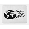 thumbnail image 1 of Saying Bath Mat, Explore the World Around You Typography Travel Motivation on Plain Background, Plush Bathroom Decor Mat with Non Slip Backing, 29.5" X 17.5", Charcoal Grey, by Ambesonne, 1 of 2