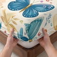 thumbnail image 3 of Twin XL Size Fitted Sheet Set - Spring Butterflies 2 Piece Bedding Sets 16" Deep Pocket Fitted Sheet with 1 Pillowcases, Summer Countryside Leaf Flowers Brushed Microfiber Hotel Luxury Bed Sheets, 3 of 9