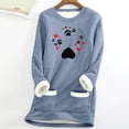 thumbnail image 2 of Feancey Winter Thermal Tops for Women Cute Paw Graphic Sweatshirts Soft Fleece Liend Crewneck Pullover Long Sleeve Casual Christmas Pajamas with Pockets Navy XL, 2 of 4