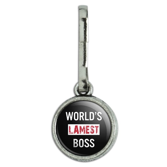 World's Lamest Boss Antiqued Charm Clothes Purse Suitcase Backpack Zipper Pull Aid