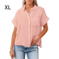 thumbnail image 5 of Blusa de manga corta Sonducket para mujer con botones y cuello en V Rosa S, 5 of 5