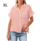 thumbnail image 3 of Blusa de manga corta Minnieouse para mujer color sólido Rosa, 3 of 5