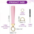 thumbnail image 2 of Leather Wristlet Keychain Car Key Chain Wristlet, 7" Key Fob Holder with D Ring and 2 Key Ring Gold Tone/Pink, 2 of 6