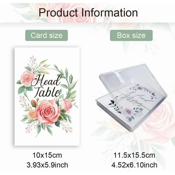 26pcs Table Numbers 5.9x3.9Inch Spring Flower Wreath Table Number Cards 1-25 with Head Table Numbers Floral Table Cards