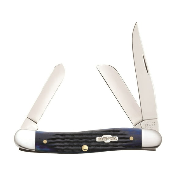 Case XX Knives Jigged Navy Blue Bone Stockman Stainless Pocket Knife