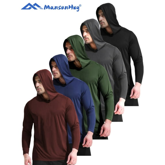 MANSENHUG 5 Pack Pullover Hoodies Long Sleeve Casual Lightweight Fashion Hooded Sweatshirt