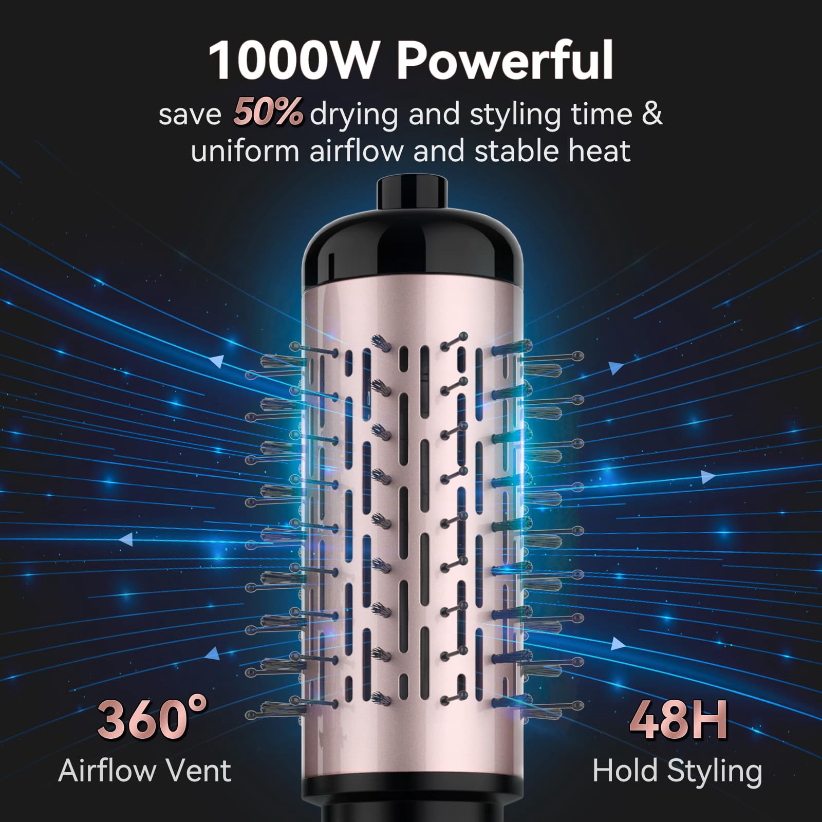 3 in 1 Hot Air Styler and Rotating Hair Dryer,Cepillo Giratorio Secador De Cabello,3-in-1 Hot Air Styler and 360 Rotating Hair Dryer for Dry Hair, Curl Hair, Straighten Hair