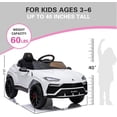 thumbnail image 3 of Rock Wheels Licensed Lamborghini Urus 12V Kids Electric Ride-On Car with Parent Remote, 2 Speeds, LED Headlights, White, 3 of 9