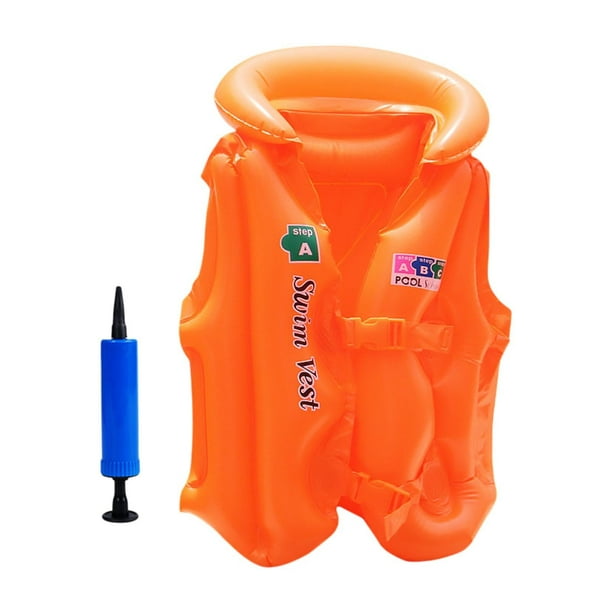 Chaleco de natación,Chaleco de natación inflable para niños,Chaleco de natación de flotabilidad Accesorios de natación,con protección para la cabeza Aprendizaje de natación para S