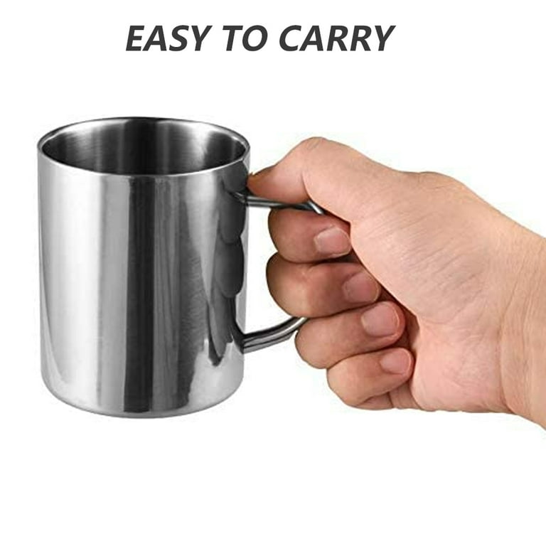 Stainless Steel Coffee Mug 400ml - Double Wall Insulated, 18/8 SUS304, Unbreakable Travel Cup With Handle