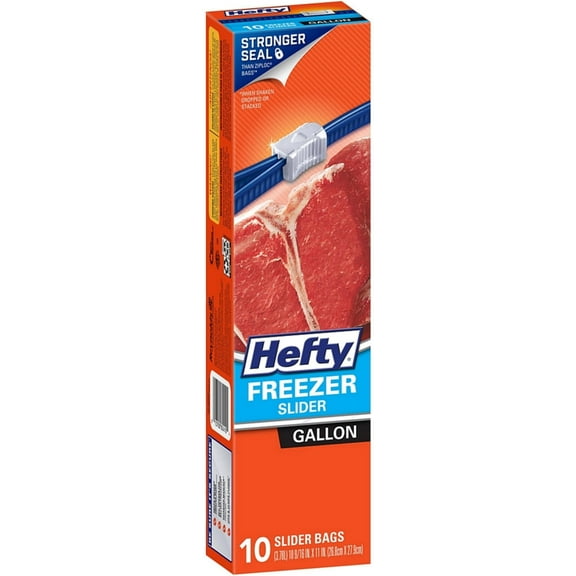 Hefty Gallon Size Freezer Slider Bags 10 ea (Pack of 2)