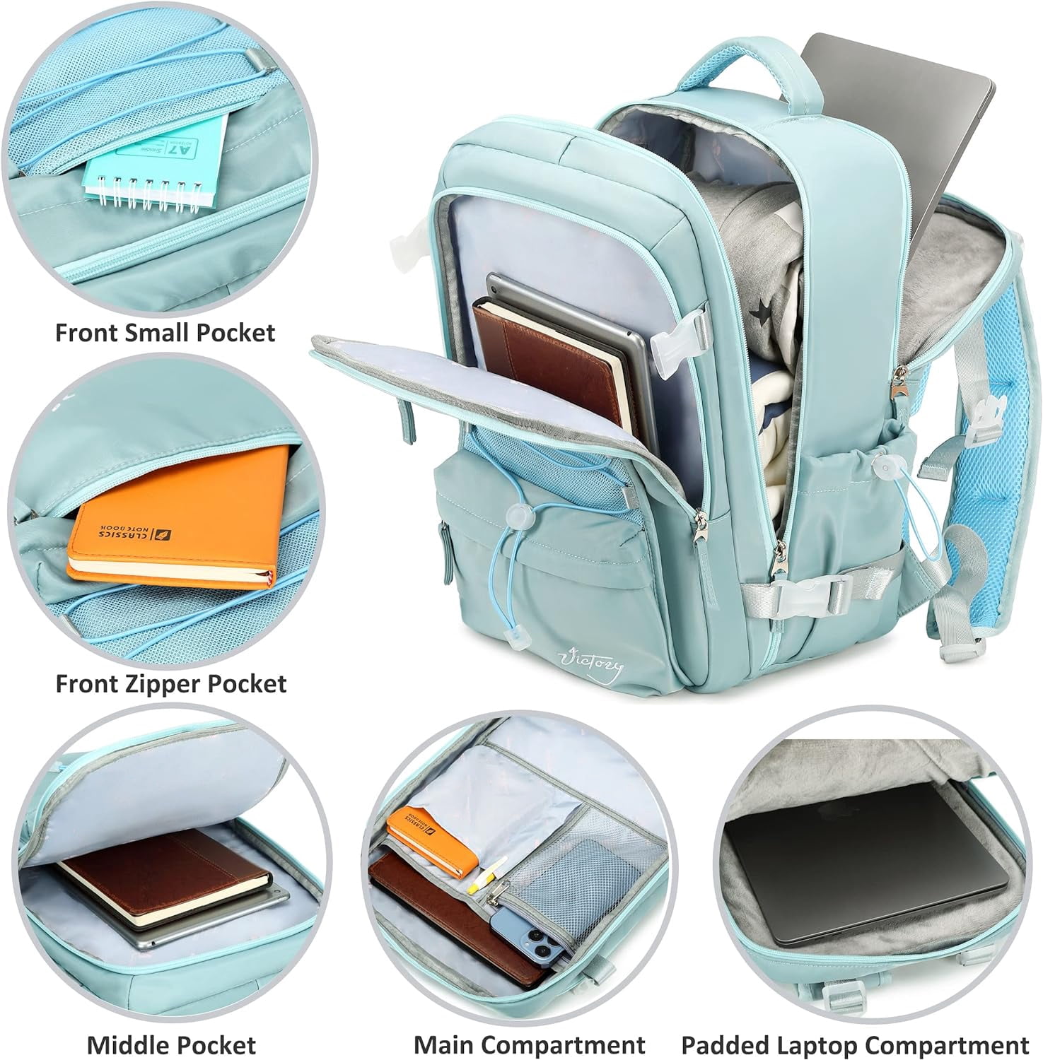 Travel Backpack for Women Men 17 Inch Laptop Backpacks with USB Port Carry on Bag Airline Approved Large College School Bookbags Waterproof Work Business Sport Rucksack Casual Daypack (Green)