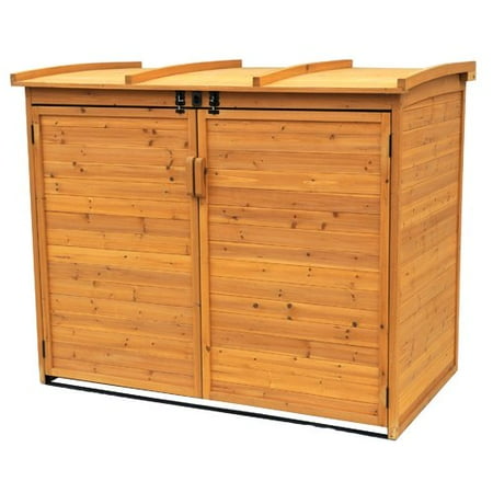 Horizontal Shed - Leisure Season Large Horizontal Refuse Storage Shed, Medium Brown