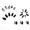 thumbnail image 3 of 24 piezas de uñas postizas de tacón de aguja mediano, uñas postizas de calavera negra, uñas postizas punk de cobertura completa, 3 of 5