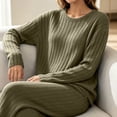 thumbnail image 3 of KICILVS Lounge Sets for Women Ribbed Knit Long Sleeve Top and Wide Leg Pants Set Casual Matching Pajama for Fall Travel Outfit, 3 of 9