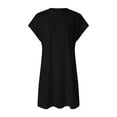 thumbnail image 5 of QUYUON Women T Shirt Mini Dresses Crew Neck Short Sleeve Summer Shirt Dress Loose Casual A-Line Tunic Short Dresses Side Split Regular Size Solid Color T-Shirt Dress, Black M, 5 of 6