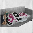 thumbnail image 6 of 50th Birthday Soft Flannel Fleece Throw Blanket, Being 50 Themed Funny Pictogram Hand Writing Calligraphy Print, Cozy Plush for Indoor and Outdoor Use, 50" x 70", White Black and Pink, by Ambesonne, 6 of 6
