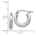 thumbnail image 4 of Auriga Fine Jewelry 925 Sterling Silver Rhodium-plated 3mm Polished/Satin Diamond-cut Hoop Earrings for Women, 4 of 7