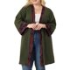 thumbnail image 1 of Cárdigan midi boho de mujer plus size Agnes Orinda de otoño, abierto por delante, color verde ejército, talla 2X, 1 of 6