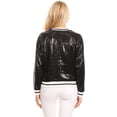 thumbnail image 2 of Veste Bomber à Rayures et Sequins à Manches Longues pour Femmes avec Fermeture Éclair à l'Avant, 2 of 5