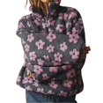 thumbnail image 2 of Sudadera de Mujer de Felpa Suave con Estampado Floral, de Cremallera, Estilo Suéter, Cómoda y Suave, Ideal para Otoño Rosa M, 2 of 9