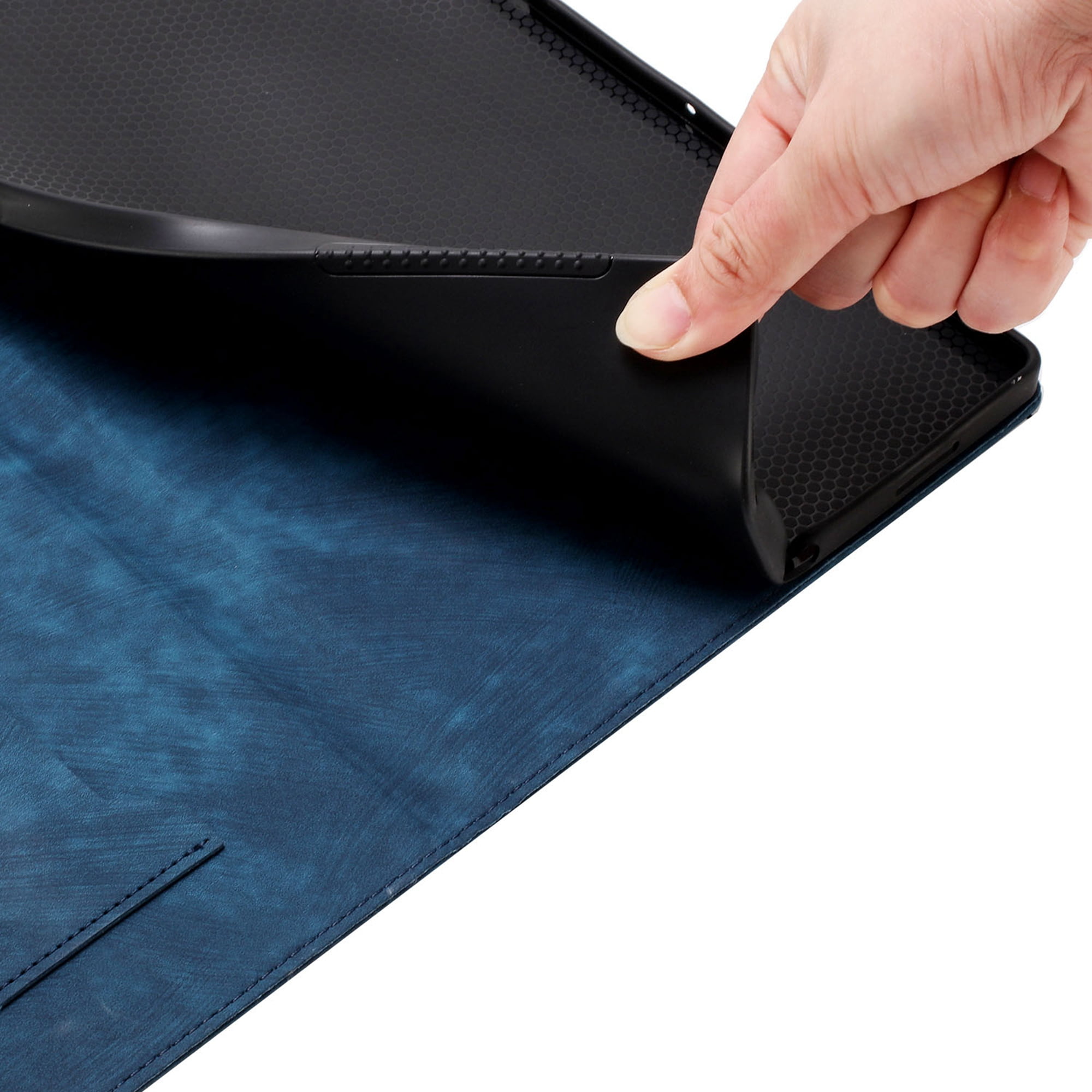 Dteck Folio Case for iPad Pro 13 Inch 2024, iPad Pro 13 (M4) Case PU Leather Embossed Butterfly & Cat Pattern Card Holder Folio Cover with Pencil Holder, Multi-Angle Viewing Stand,Blue