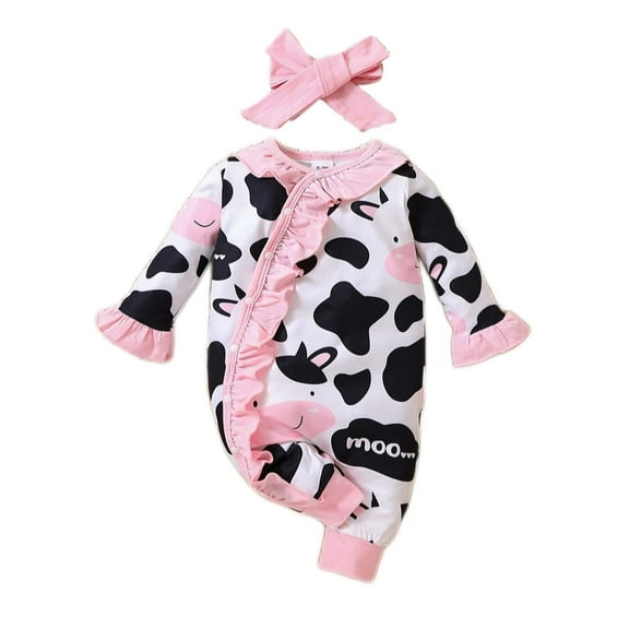 Nvatorfox Baby Girl Cow Print Outfit Romper For Infant and Toddler Size 6M-18M