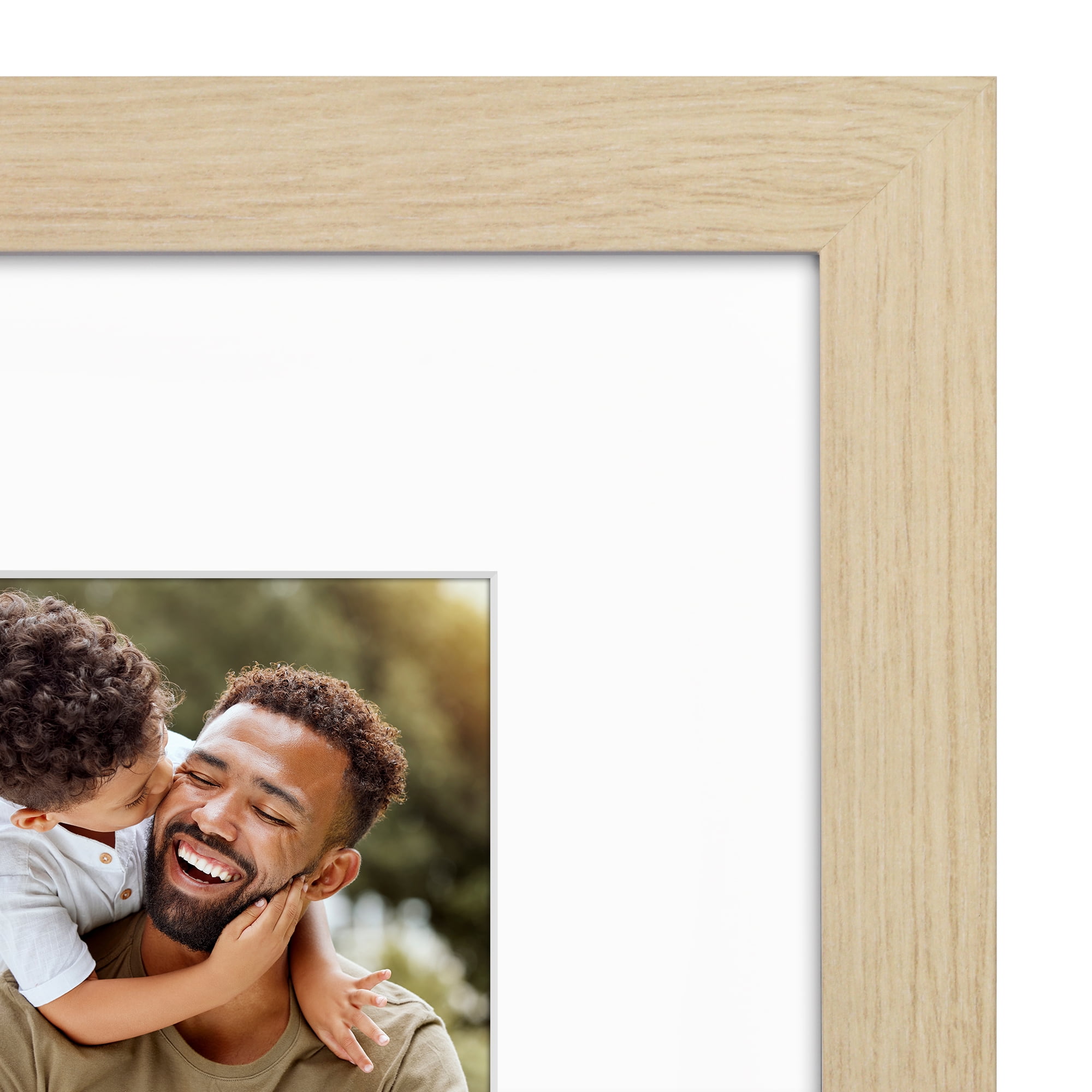 Americanflat 8x8 Picture Frame with Shatter-Resistant Glass with 4x4 Mat Display Photo Hudson - Natural Oak
