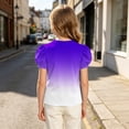 thumbnail image 4 of Teylalorva Girls Graphic T-Shirt, Crewneck Casual Cute Puff Short Sleeve Summer Kids Trendy Tee Purple Size 14, 4 of 6