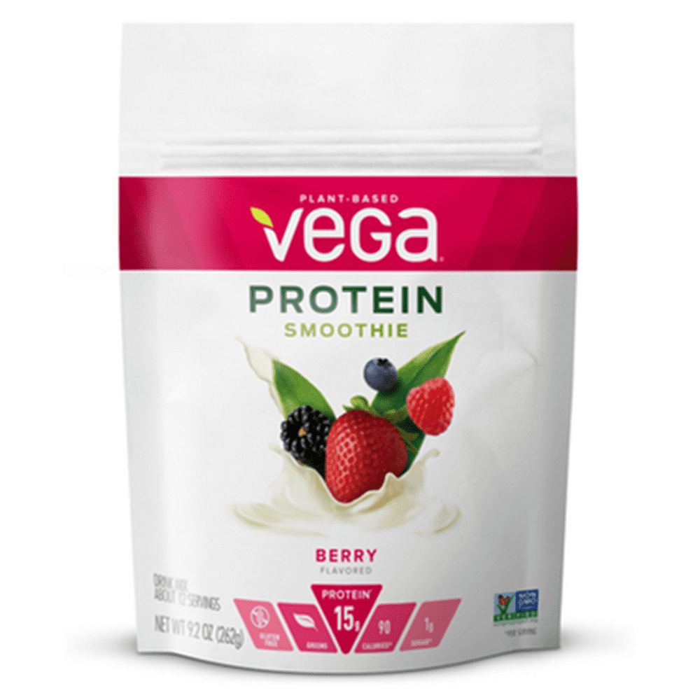 Vega Plant Protein Smoothie Powder, Berry, 15g Protein, 9.2oz Walmart