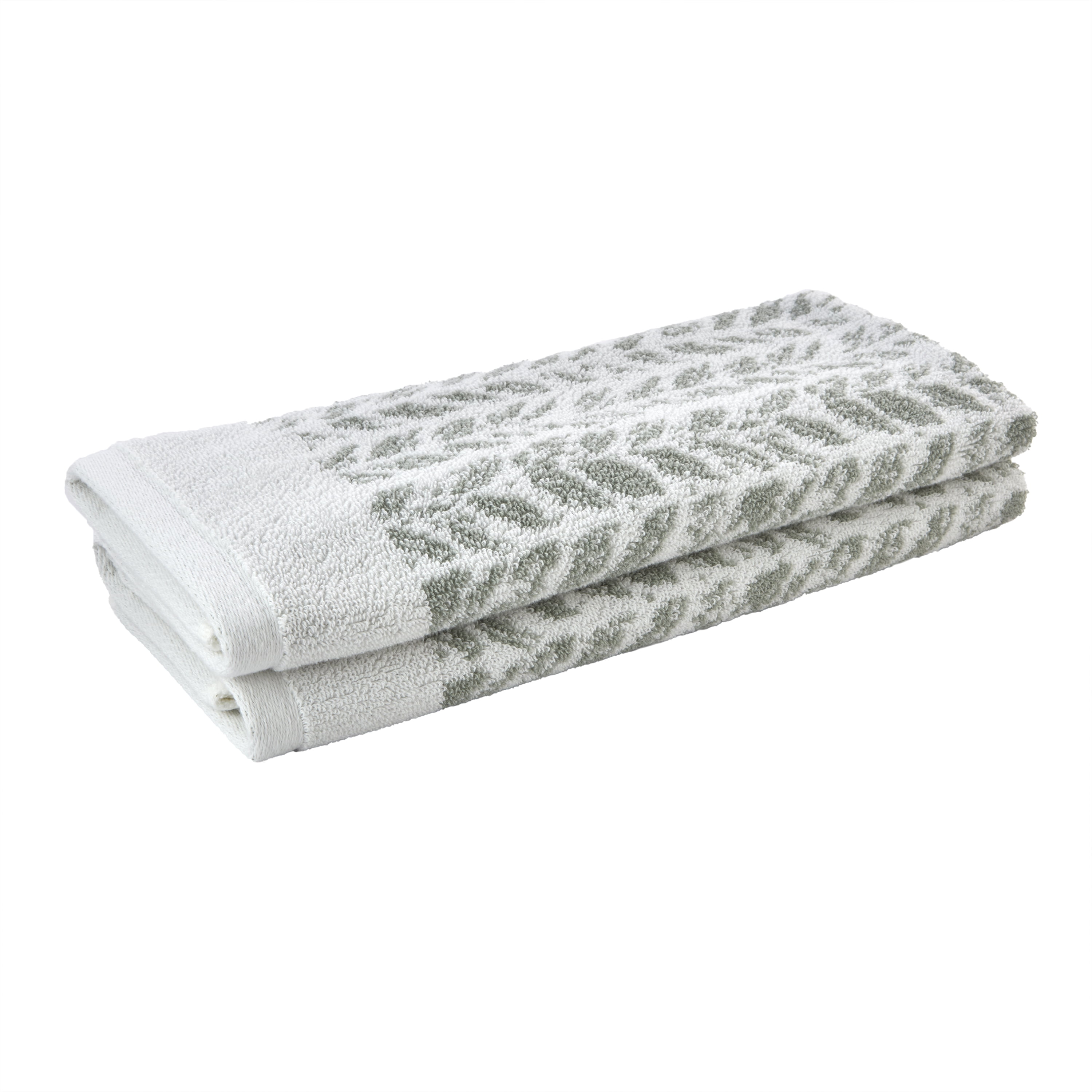 SKL Home Distressed Leaves Hand Towel (2-Pack),Sage