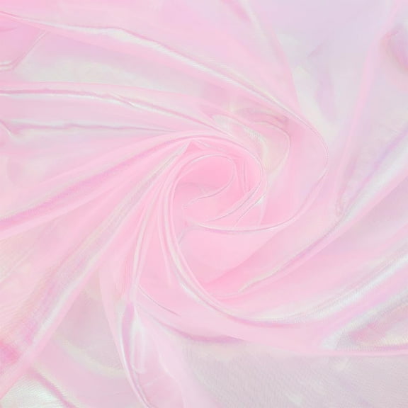 3.3 Yard Rainbow Laser Gradient Organza Lace Fabric 60inch Iridescent Holographic Gauze Fabric for Bridal Veils Dress Pink