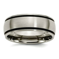 Titanium Engravable Black Accent 8mm Brushed Band Ring Size 11 Jewelry for Women