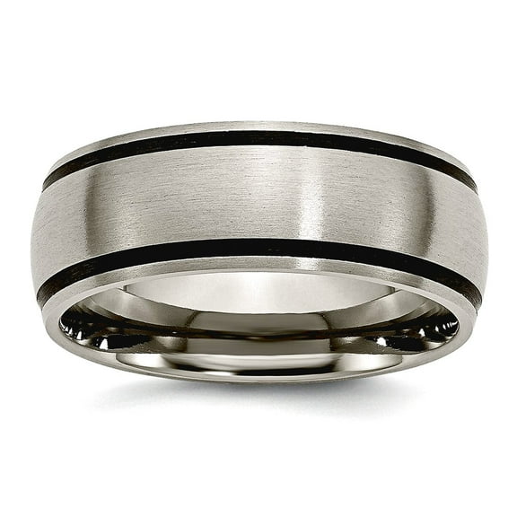 Titanium Engravable Black Accent 8mm Brushed Band Ring Size 11 Jewelry for Women