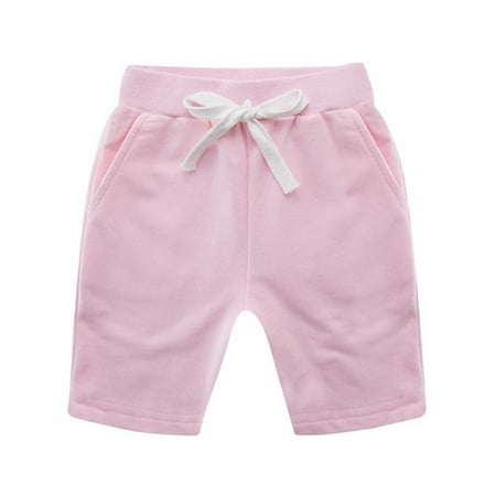 Quealent Kids Toddler Baby Girls Boys Solid Spring Summer Shorts Ruffle Clothes Gymnastics Clothes for Kids Pink 6-7 Years