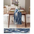 thumbnail image 3 of Vintage Navy Blue Table Runner 48 Inches, Marble Abstract Art Bed Runner Dresser Scarves Tabletop for Indoor Outdoor Parties/Ceremony/Banquet, 13" x 48", 3 of 8